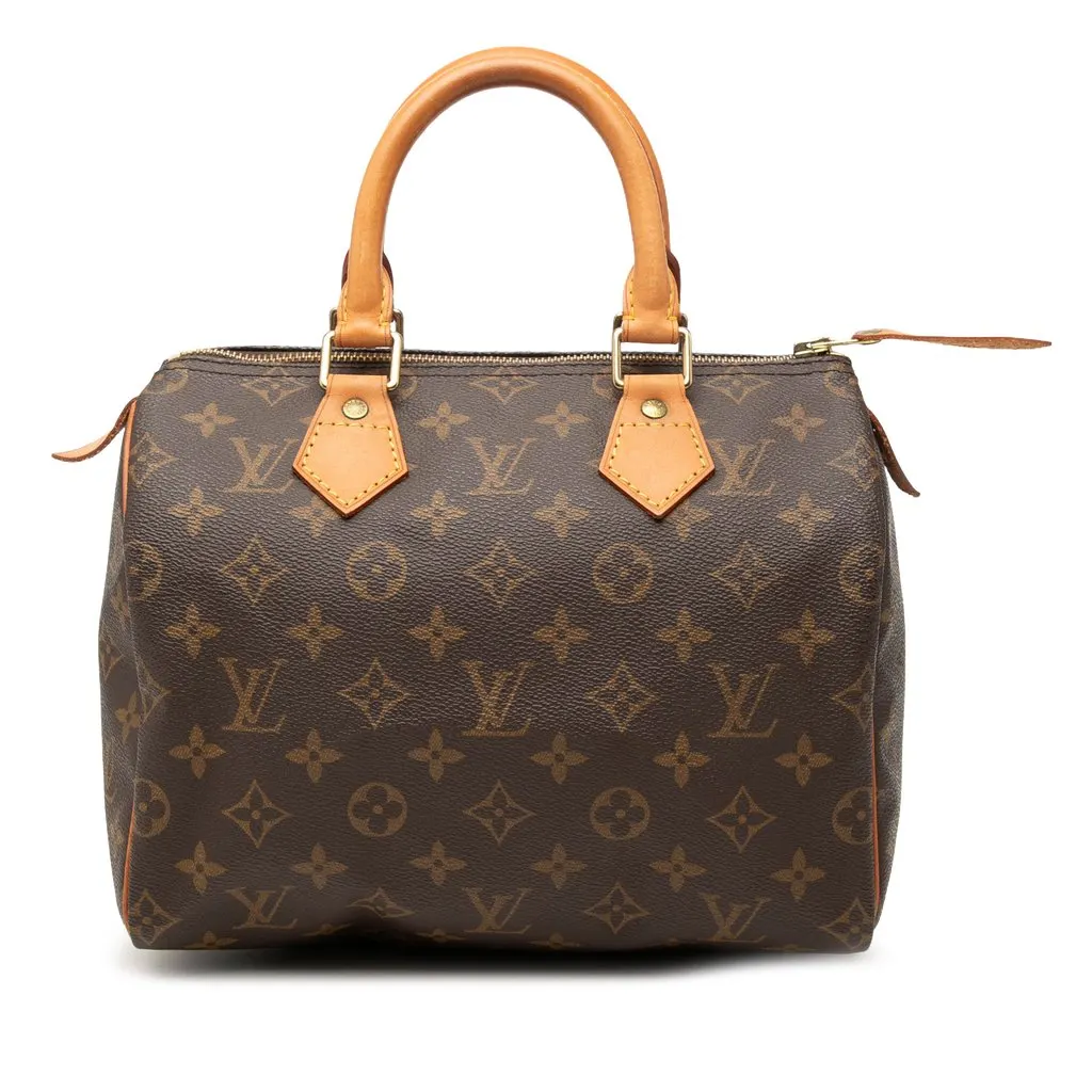 Louis Vuitton Monogram Speedy 25 Brown Canvas Good - Front View