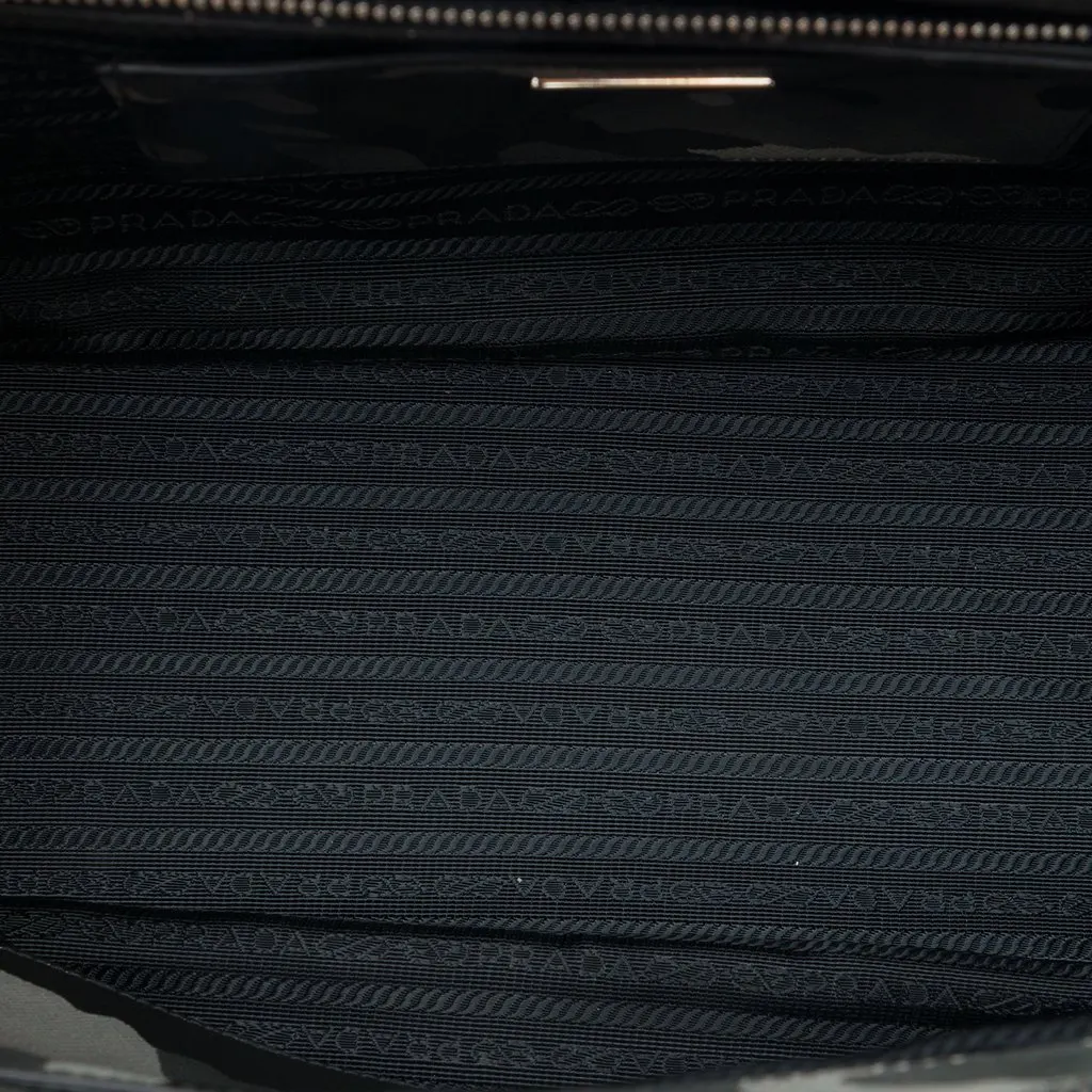 Prada Medium Saffiano Lux Camouflage Galleria Double Zip Satchel Grey Leather Very good - Model View