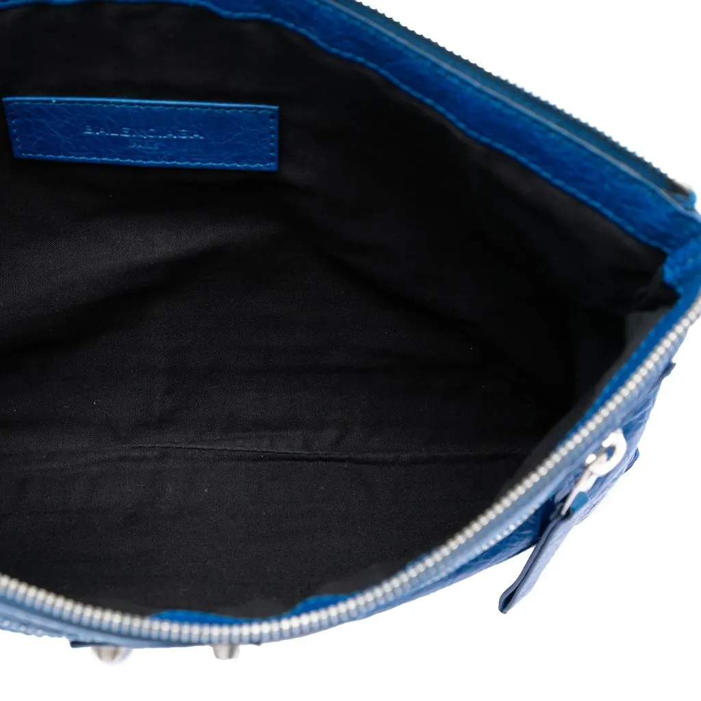 Balenciaga Lambskin Motocross Classic Clip M Clutch Blue Leather Very good - Model View