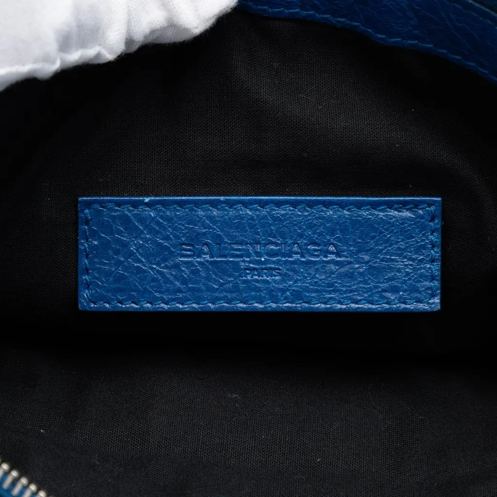 Balenciaga Lambskin Motocross Classic Clip M Clutch Blue Leather Very good - Box View