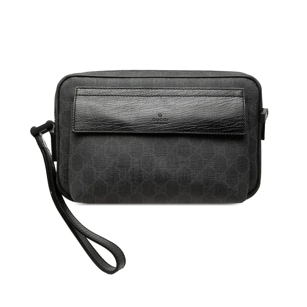 Gucci GG Supreme Clutch Black Canvas Good - Front View