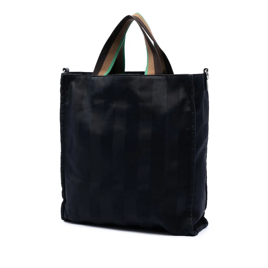 Fendi Pequin Nylon Roma Amor Tote Black Very good - Back View