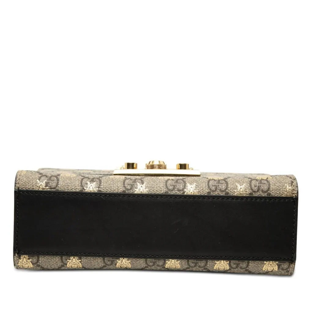 Gucci Small GG Supreme Bee Padlock Crossbody Beige Very good - Inside View