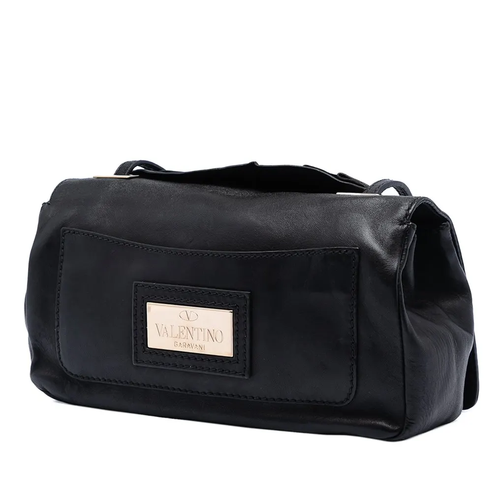 Valentino Nappa Petale Rose Shoulder Bag Black Leather Very good - Back View