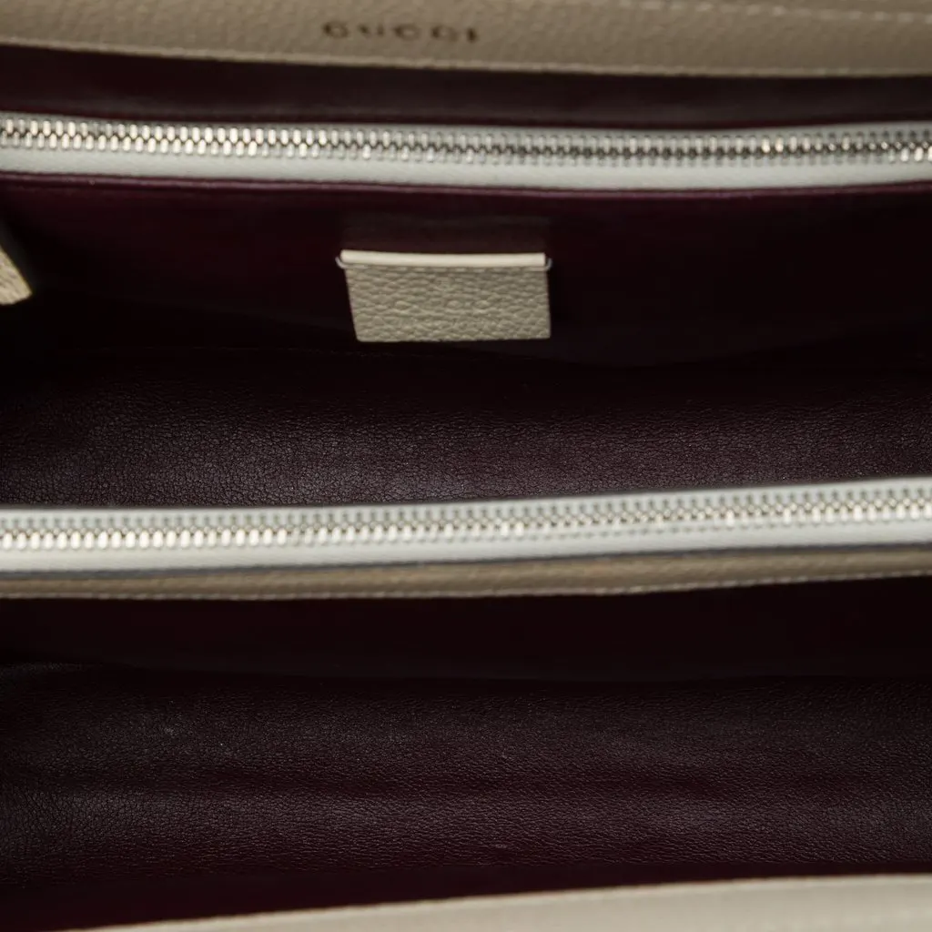 Gucci Small Grained Calfskin Zumi Top Handle Bag White Leather Good - Model View