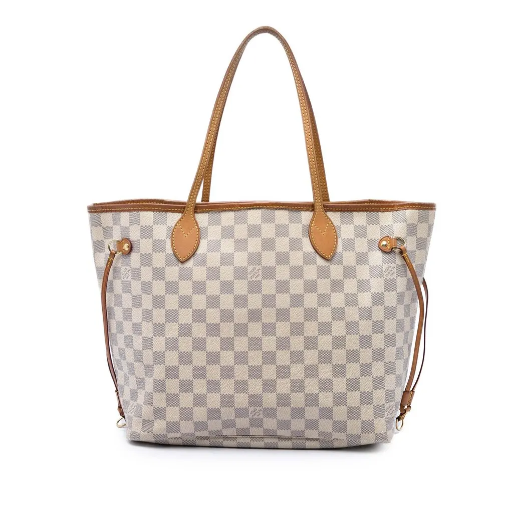 Louis Vuitton Damier Azur Neverfull MM White Very good - Front View