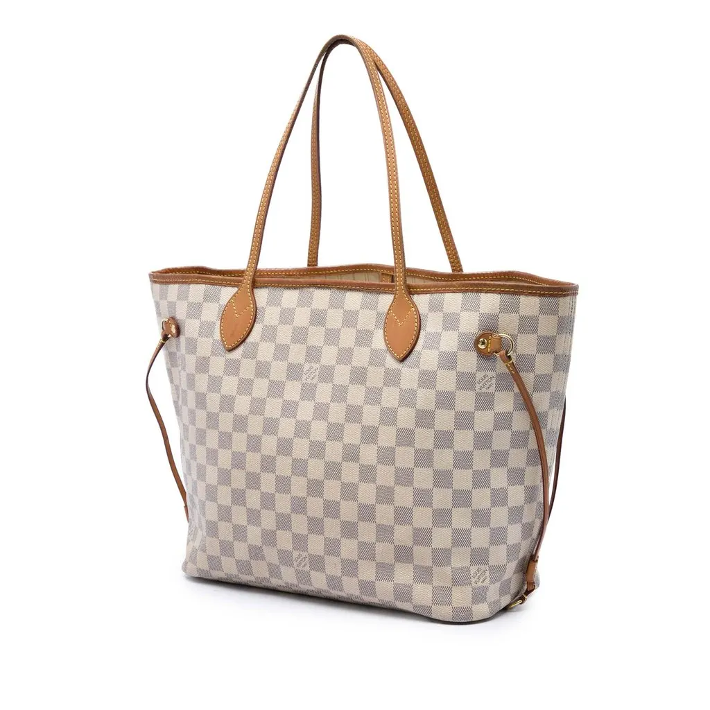 Louis Vuitton Damier Azur Neverfull MM White Very good - Back View