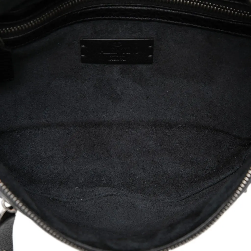 Valentino Pebbled Calfskin Rockstud Belt Bag Black Leather Very good - Model View