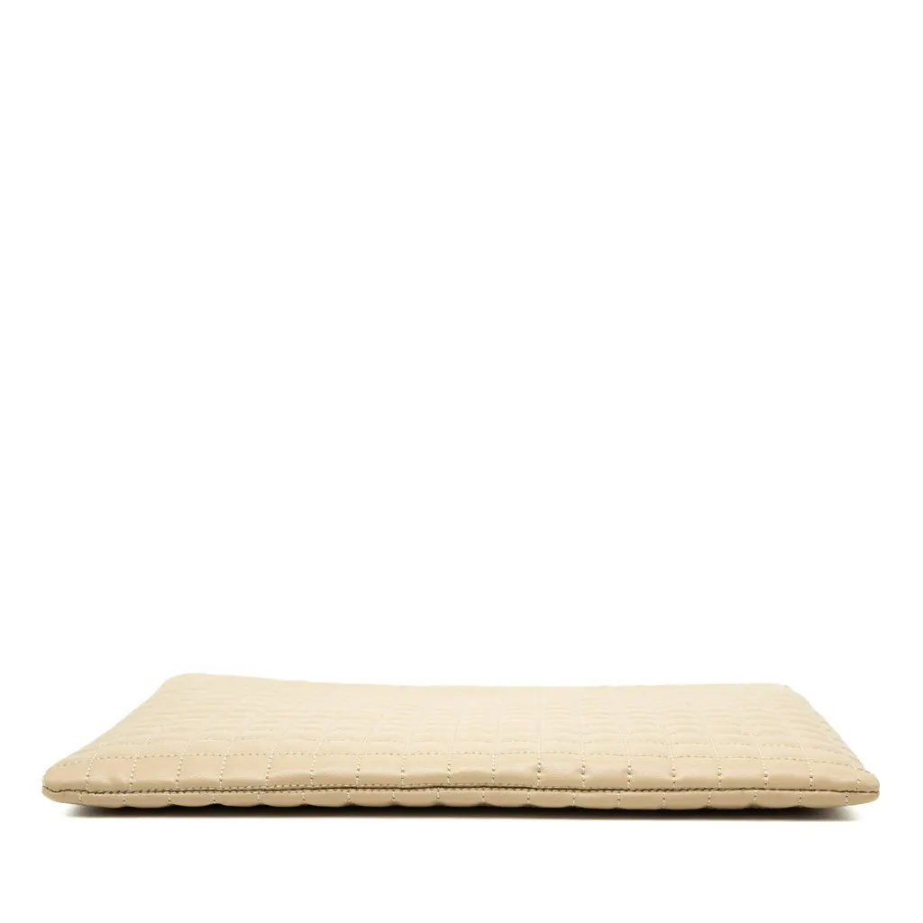 Celine Quilted Calfskin C Charm Clutch Beige Leather Very good - Inside View