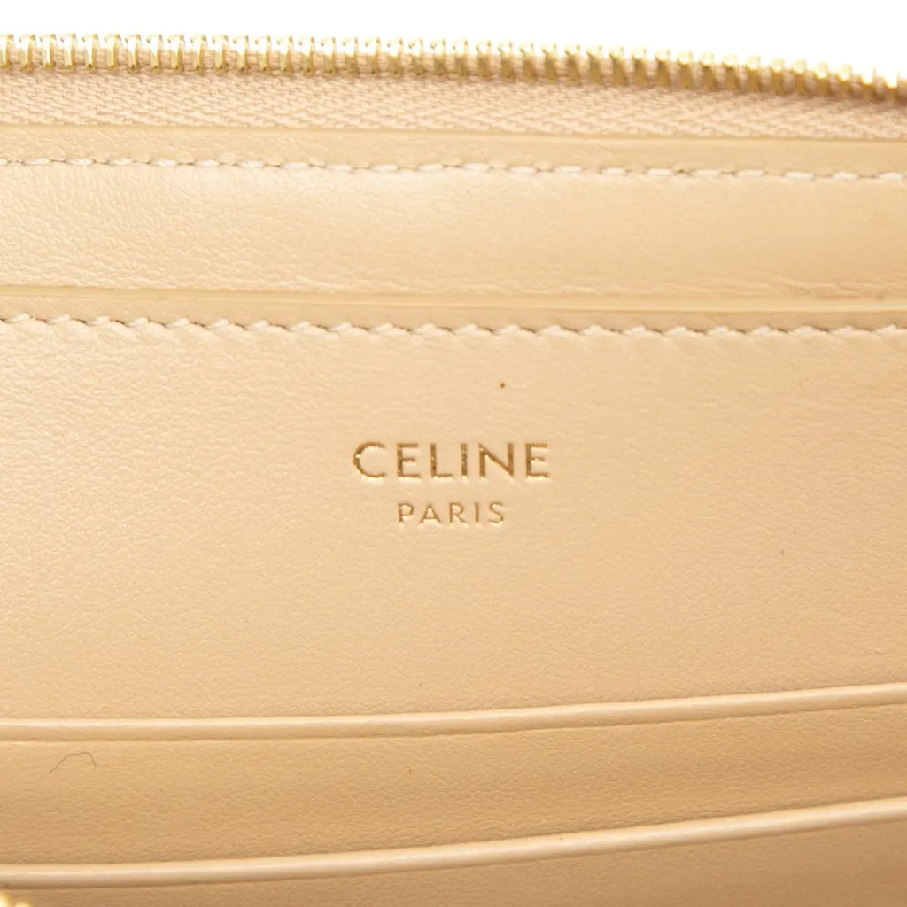 Celine Quilted Calfskin C Charm Clutch Beige Leather Very good - Box View