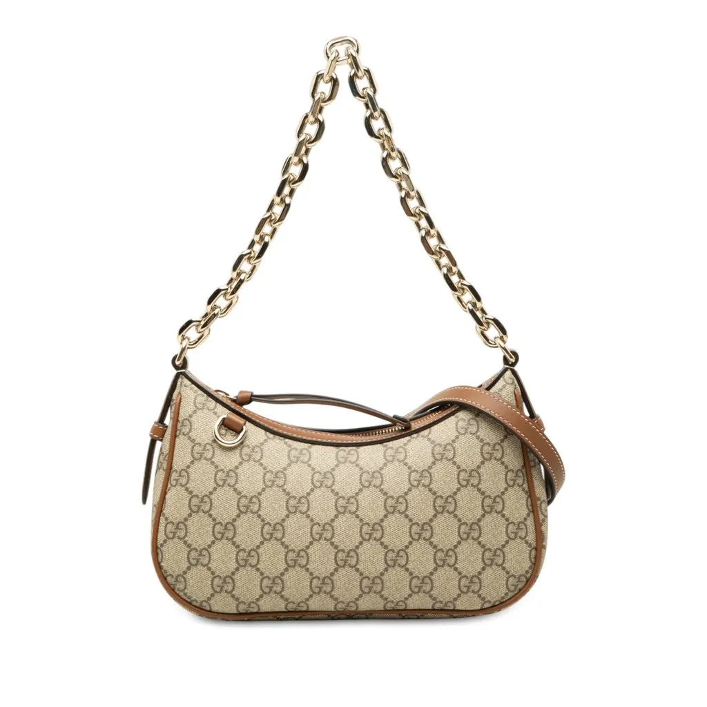 Gucci Small GG Supreme Emblem Shoulder Bag Beige Canvas Very good - Front View