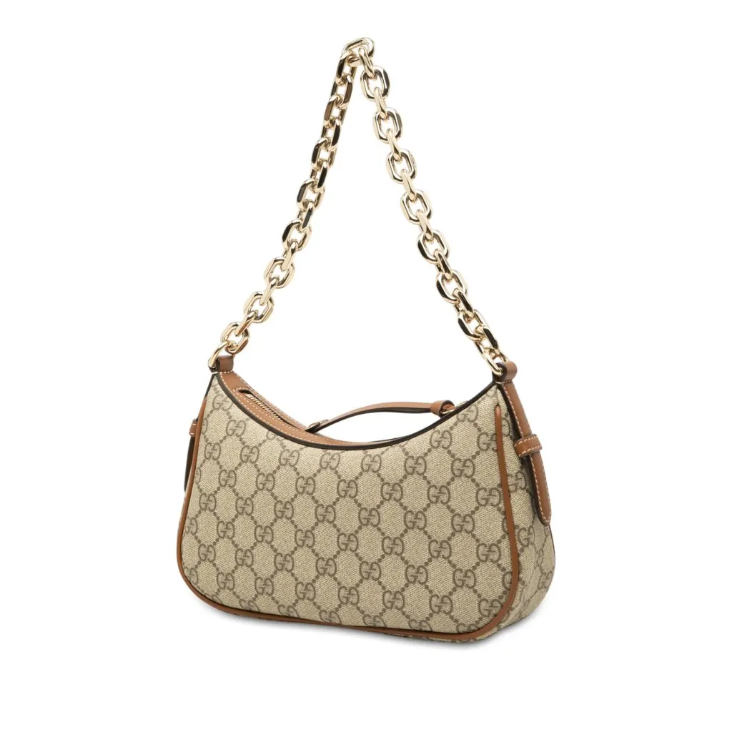 Gucci Small GG Supreme Emblem Shoulder Bag Beige Canvas Very good - Back View