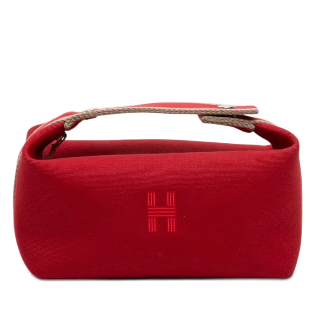 Hermès Small Toile Bride A Brac Case Red Canvas Good - Front View