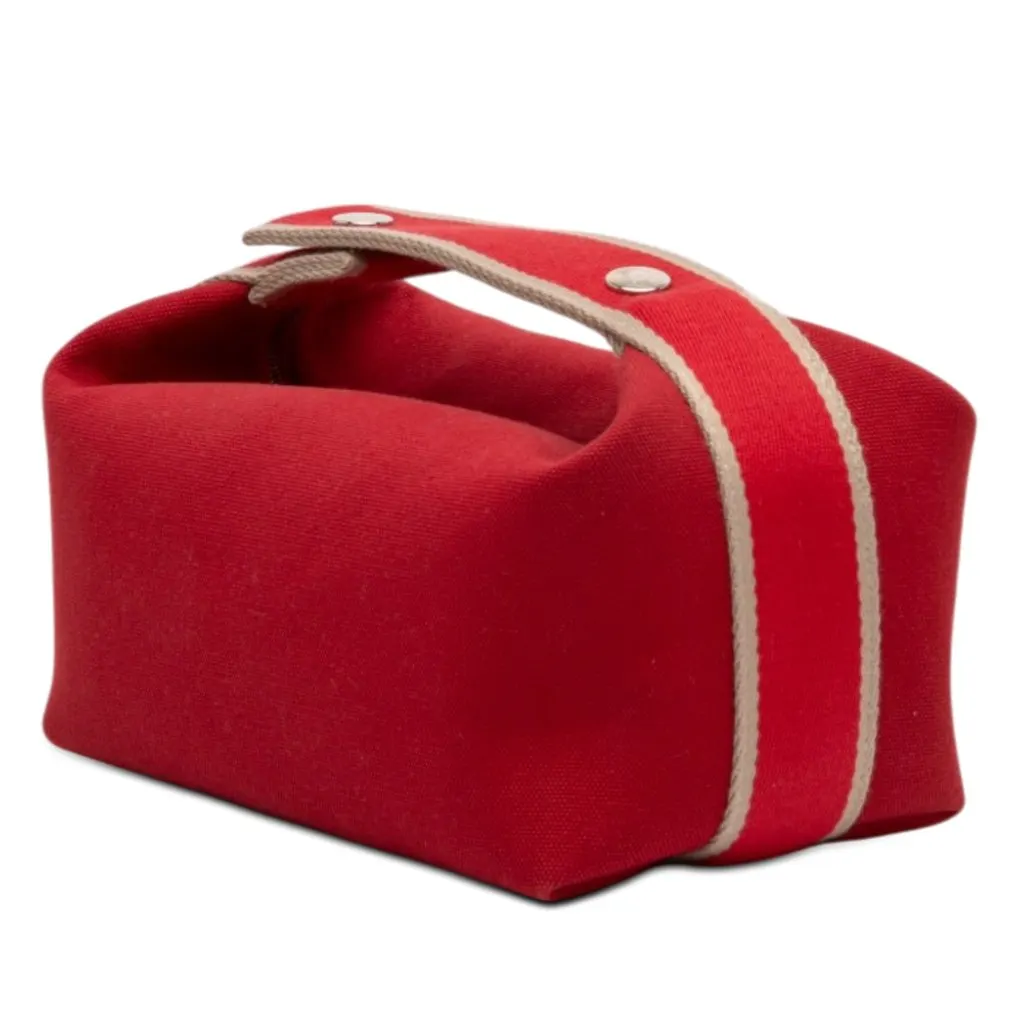 Hermès Small Toile Bride A Brac Case Red Canvas Good - Back View
