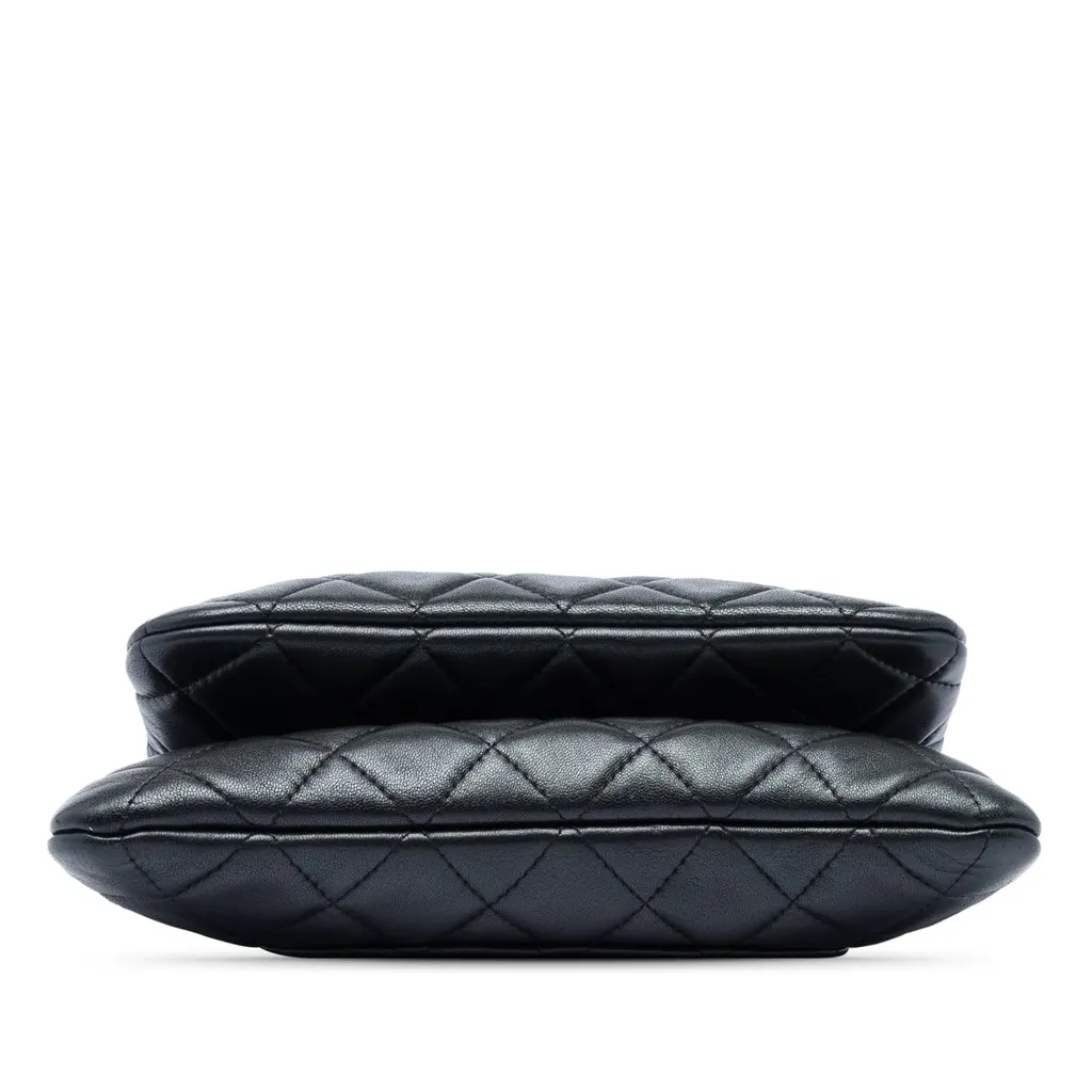 Chanel Quilted Lambskin Double Case with Chain Black Leather Very good - Inside View