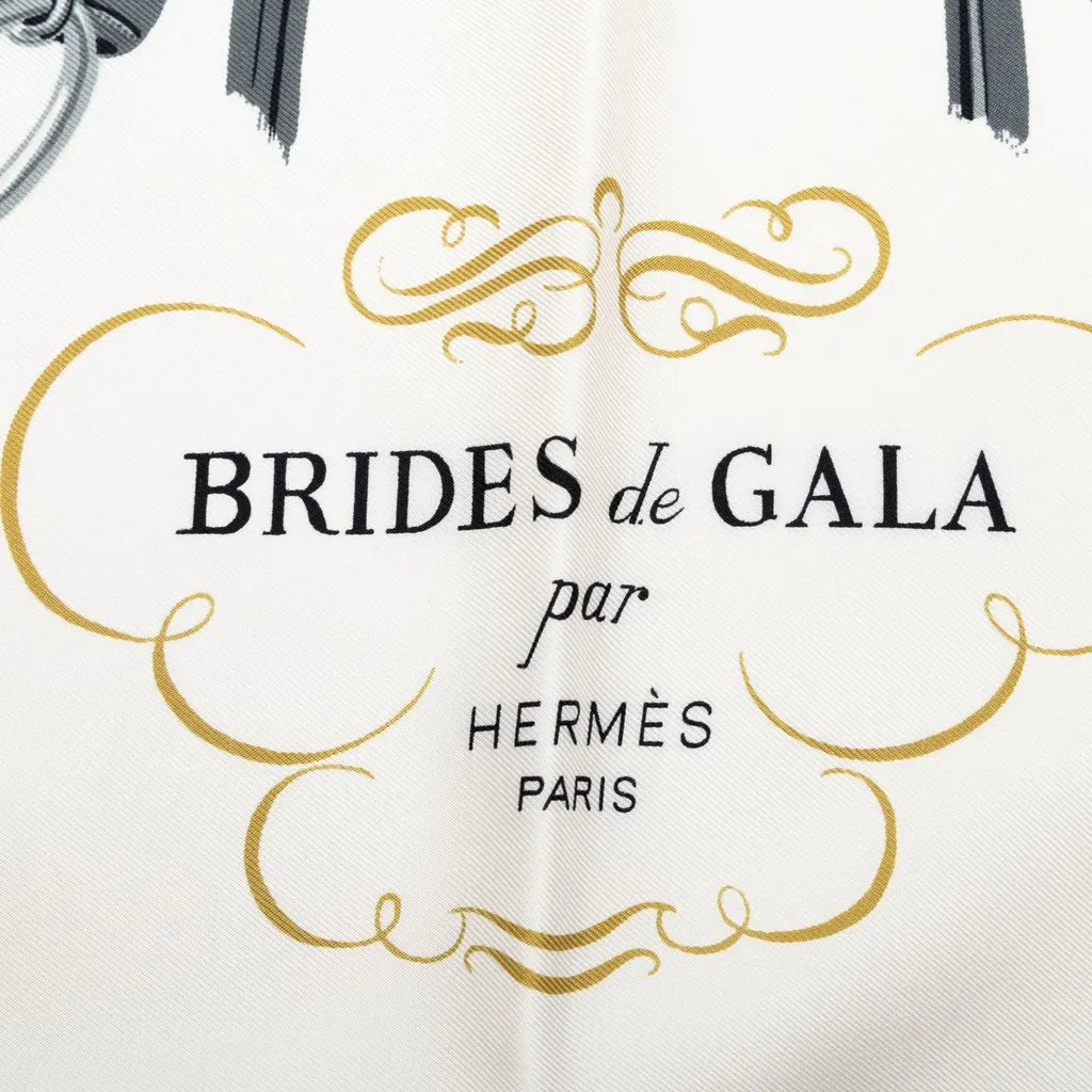 Hermès Brides de Gala Silk Scarf 90 White Silk Good - Back View