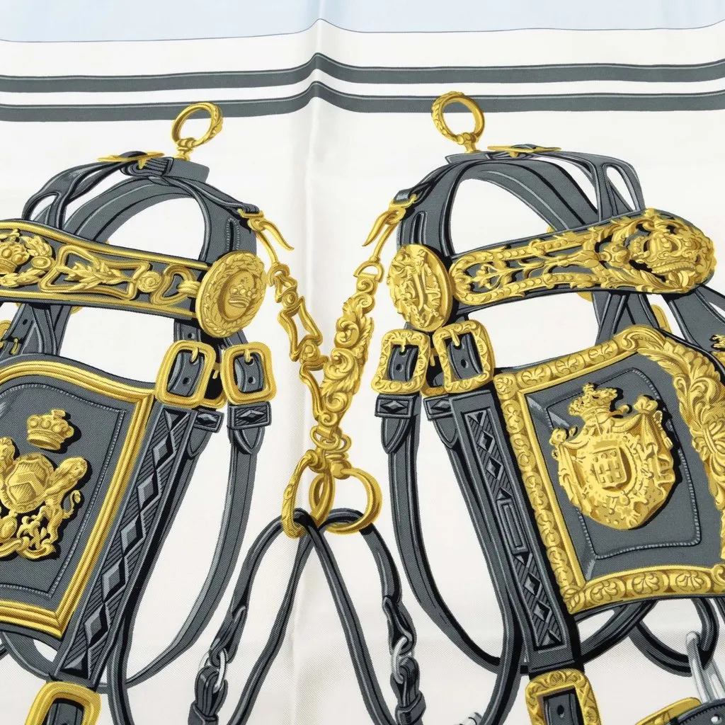 Hermès Brides de Gala Silk Scarf 90 White Silk Good - Box View