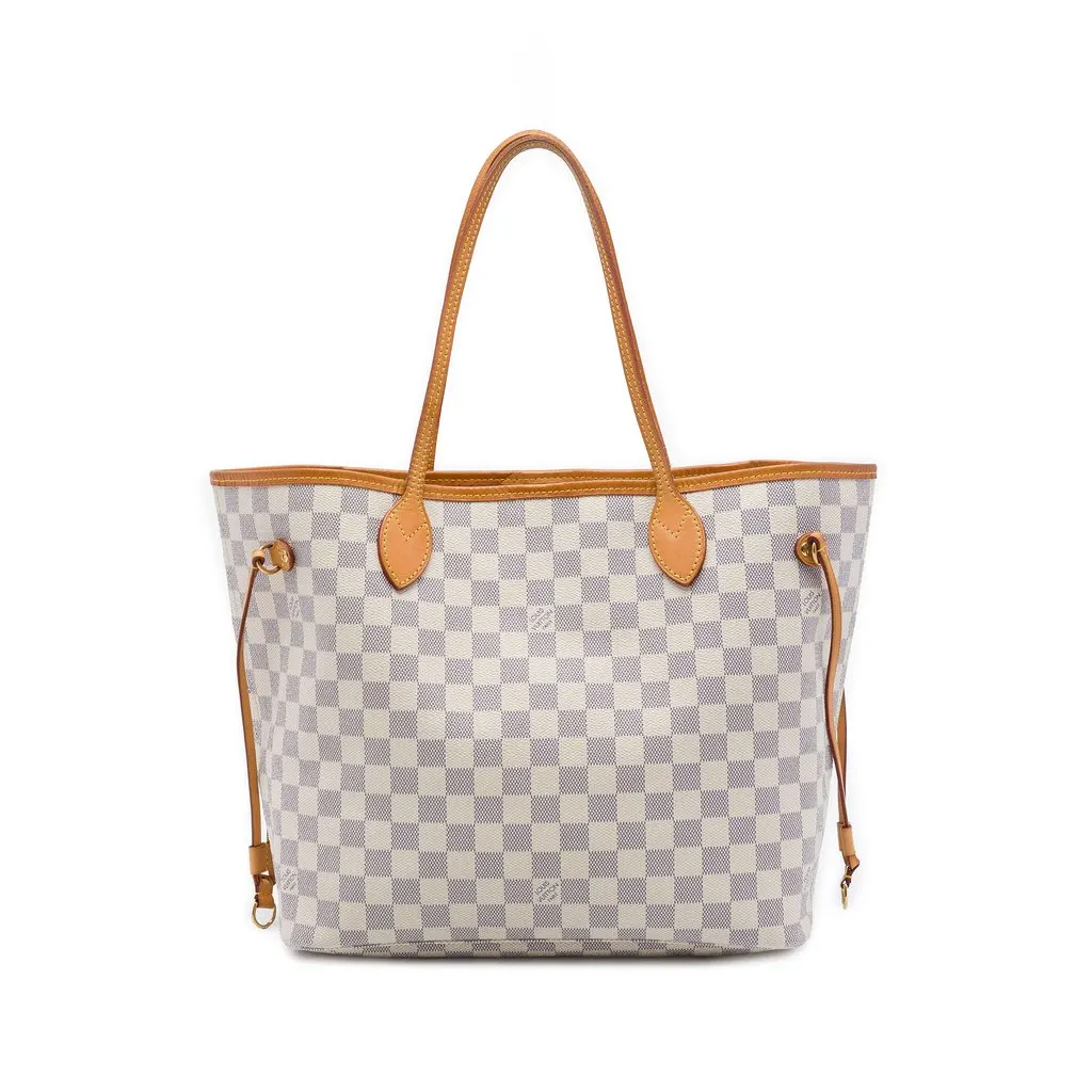 Louis Vuitton Damier Azur Neverfull MM White Canvas Very good - Front View