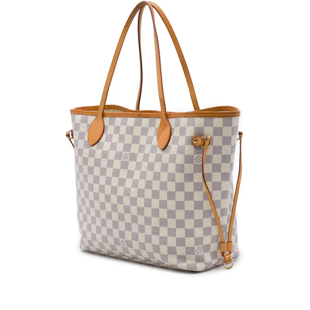 Louis Vuitton Damier Azur Neverfull MM White Canvas Very good - Back View