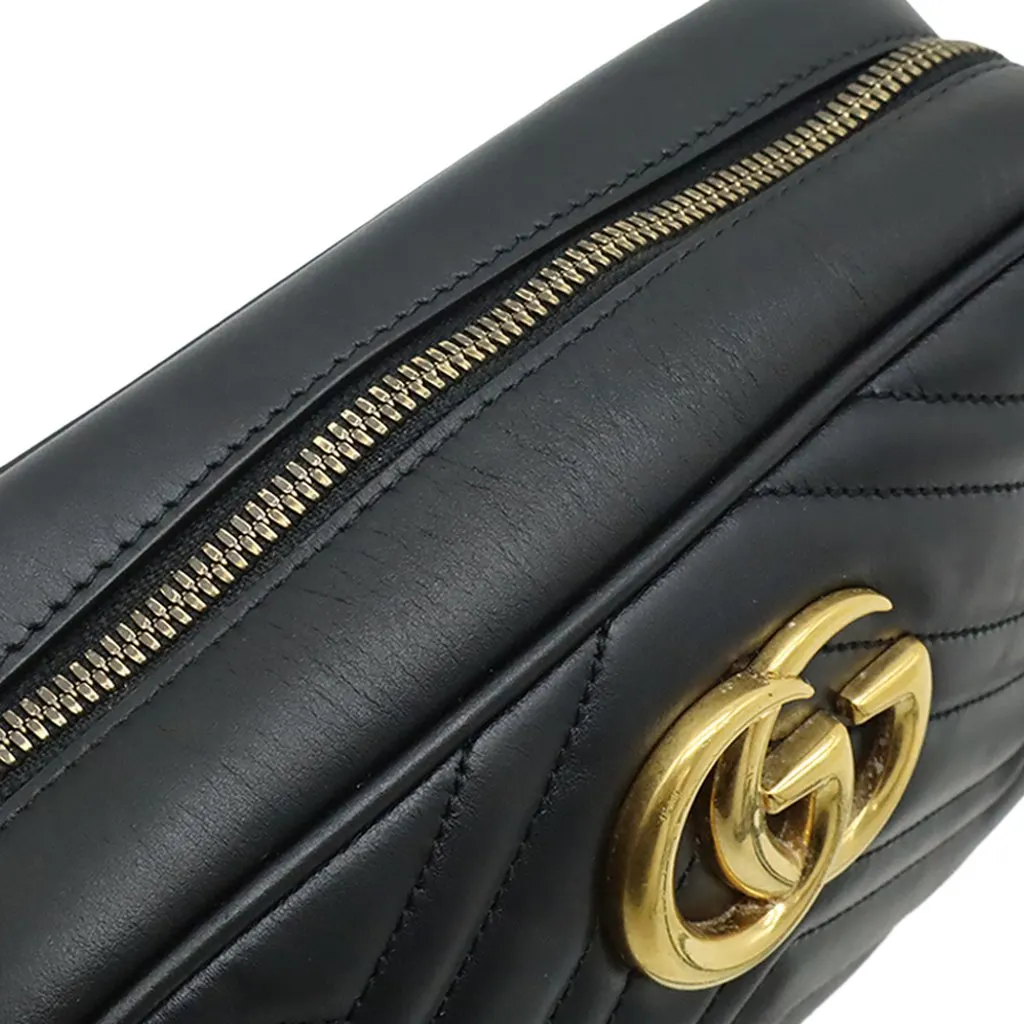 Gucci Small GG Marmont Matelasse Calfskin Crossbody Black Leather Very good - Box View