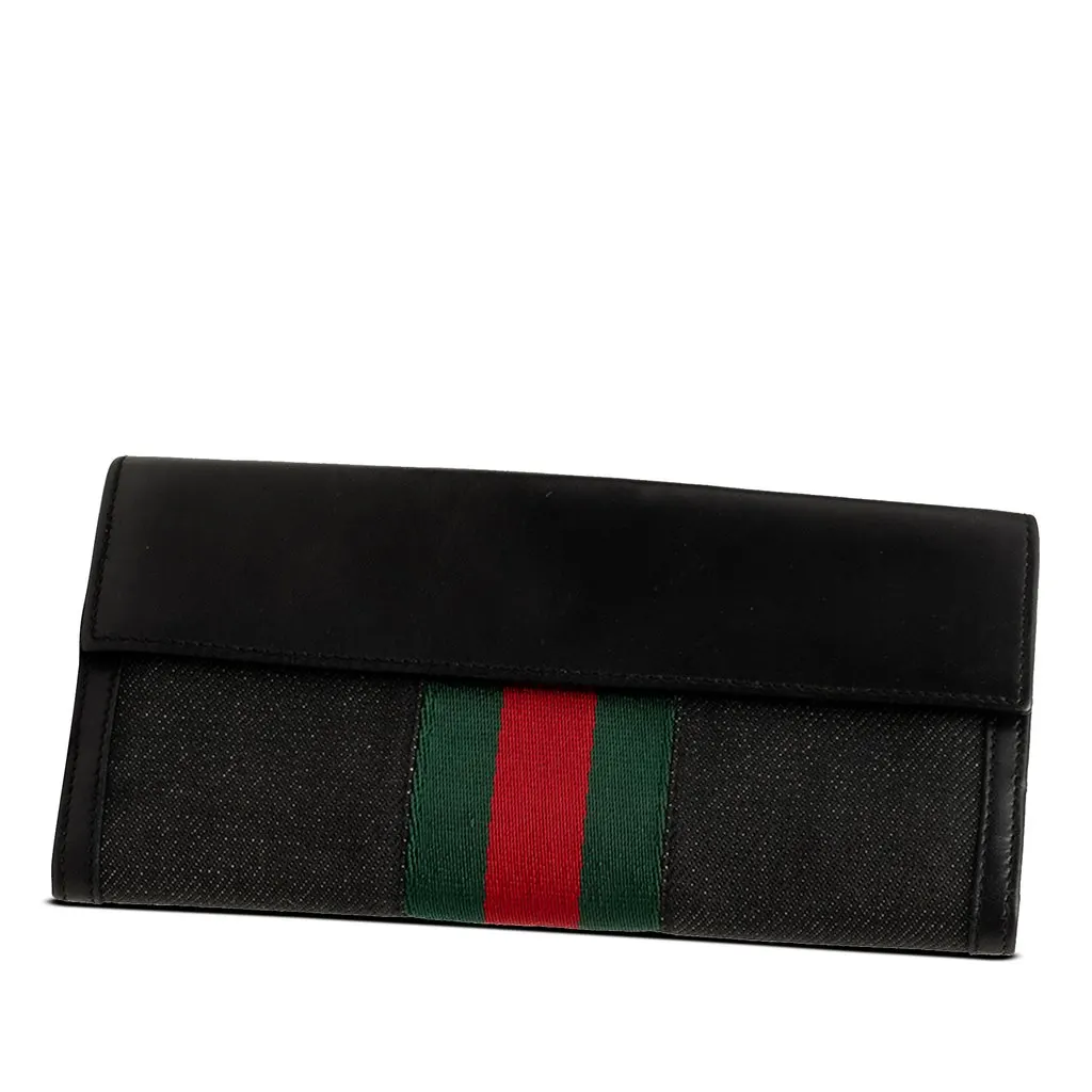 Gucci Canvas and Leather Web Continental Wallet Black Very good - Back View
