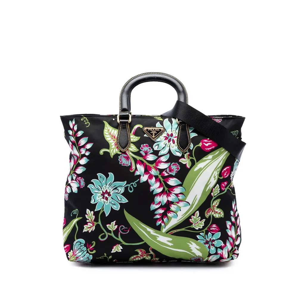 Prada Tessuto Stampato Satchel Black Polyamide Very good - Front View