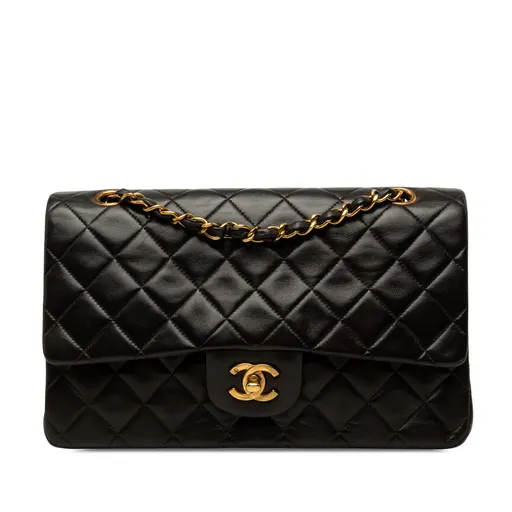Chanel متوسطة كلاسيك جلد الحمل مزدوجة بغطاء