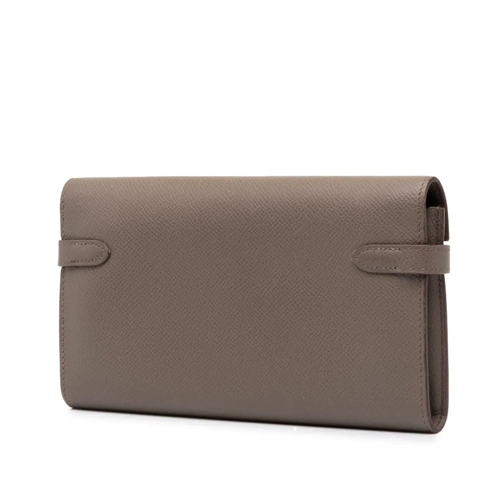 Hermès Epsom Kelly Long Wallet Brown Leather Good - Back View
