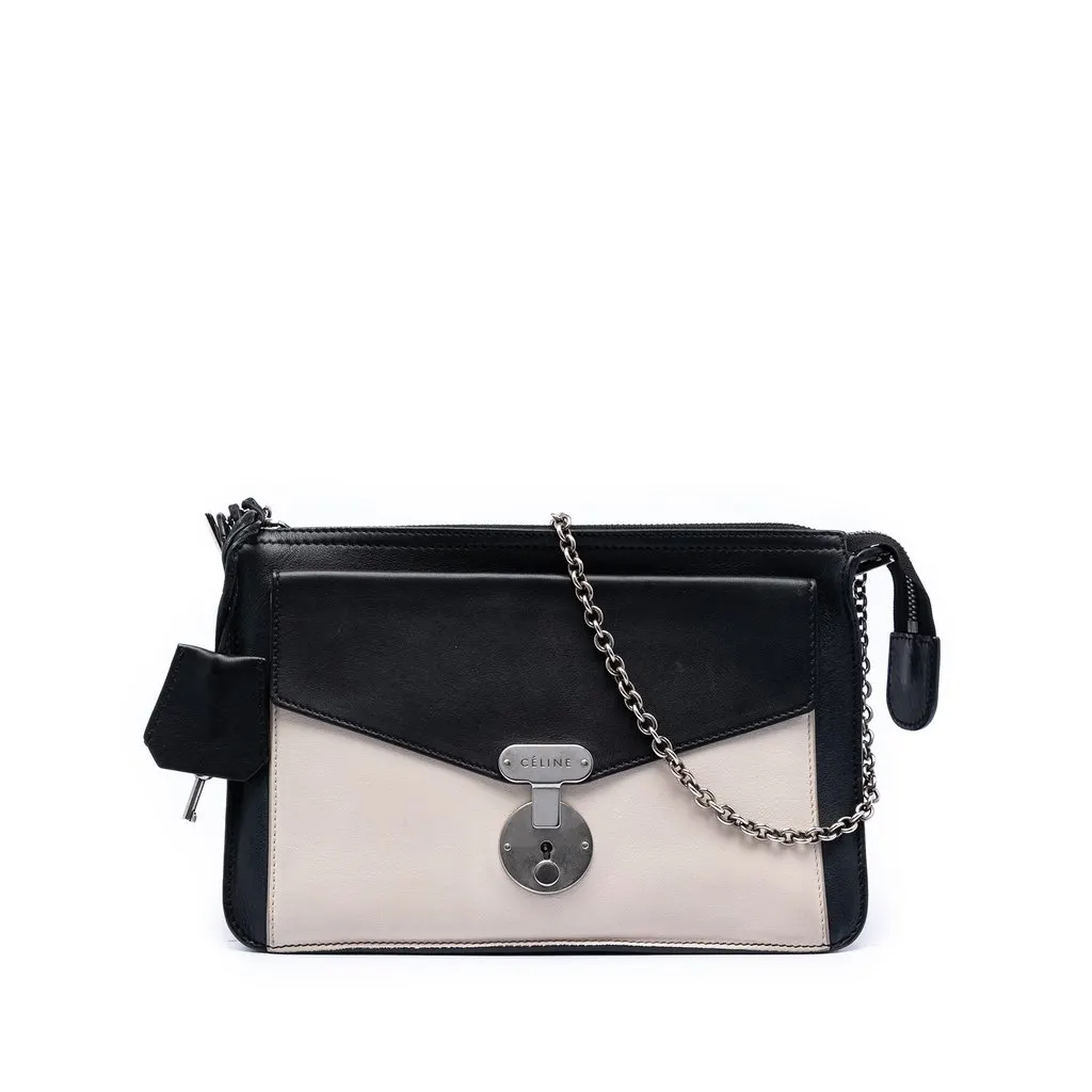 Celine Bicolor Leather Pocket Envelope Zip Crossbody Black Leather Very good - Front View