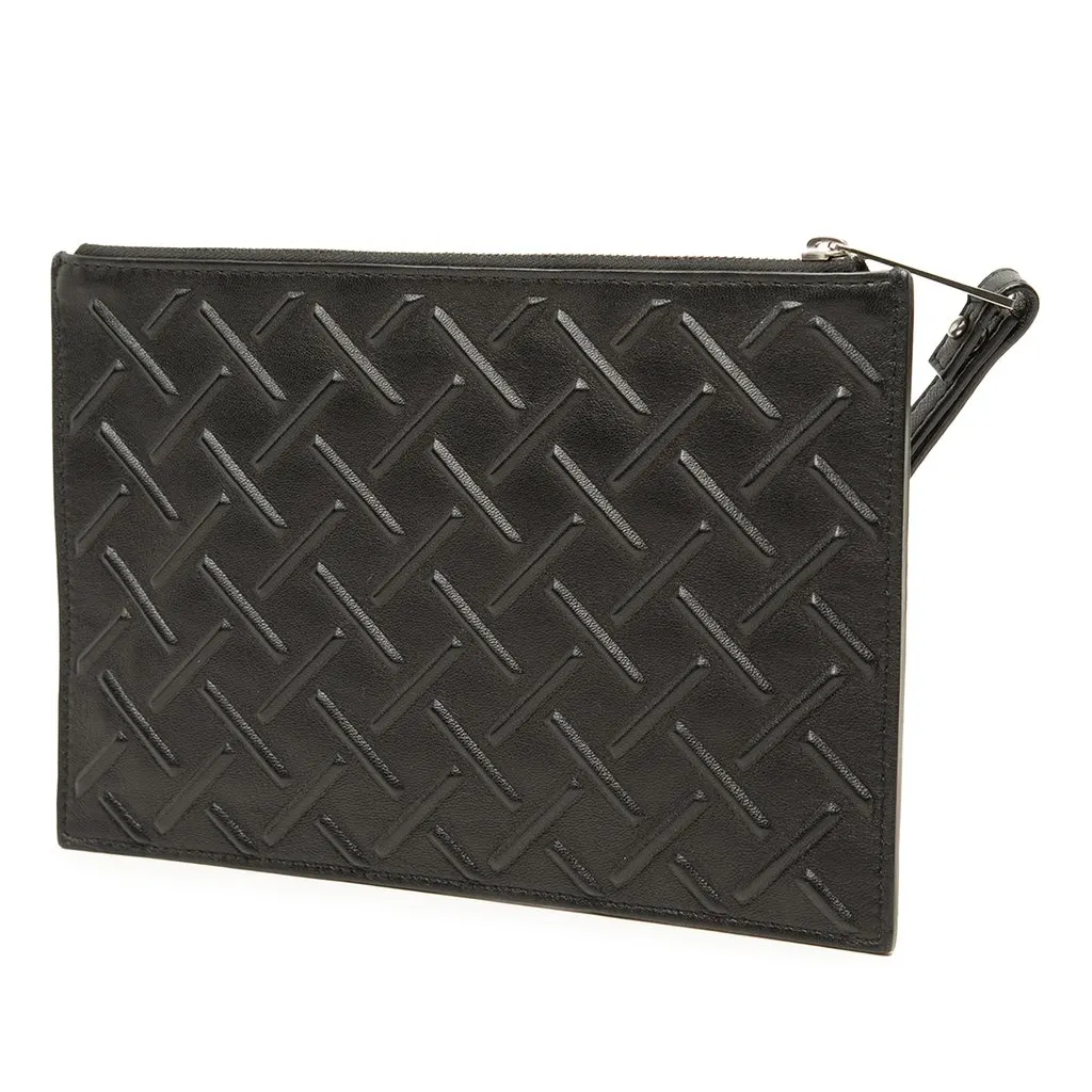 Bottega Veneta Embossed Nappa Zip Pouch Black Leather Very good - Back View