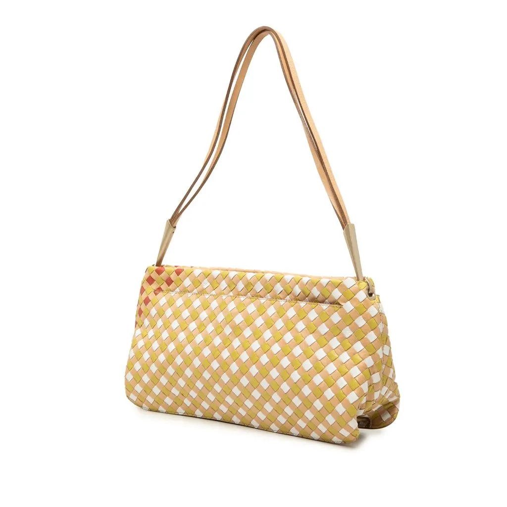 Bottega Veneta Multicolore Nappa Intrecciato Shoulder Bag Beige Leather Very good - Back View