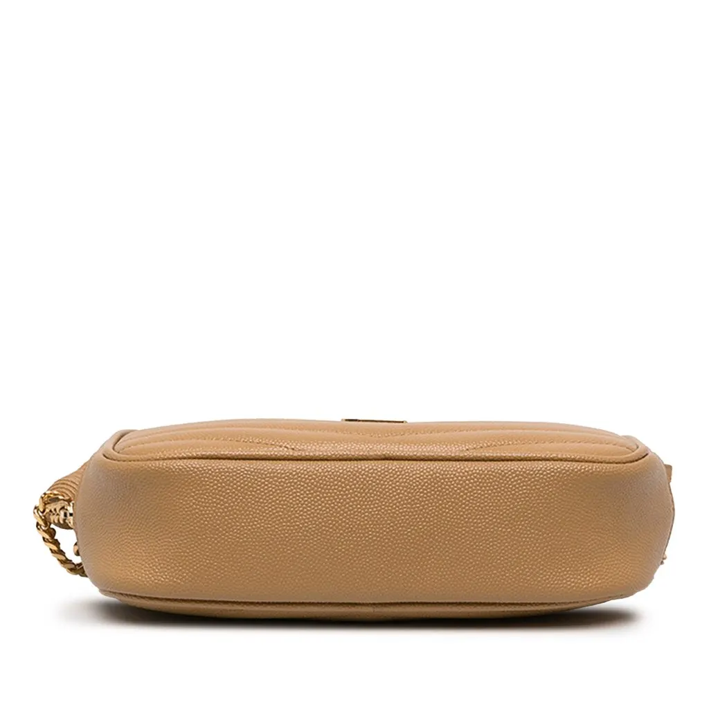 Saint Laurent Mini Chevron Grain de Poudre Monogram Lou Camera Bag Brown Leather Very good - Inside View