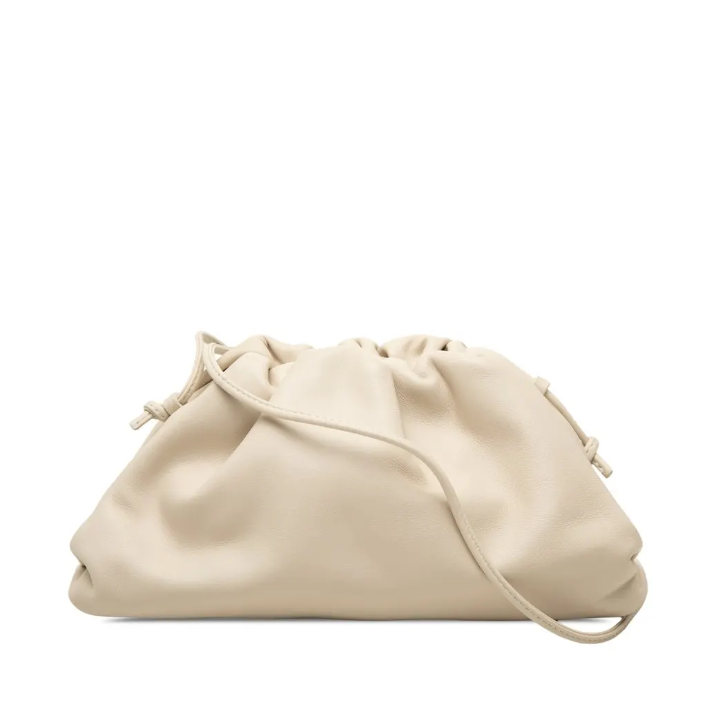 Bottega Veneta Lambskin The Mini Pouch Crossbody White Leather Good - Front View