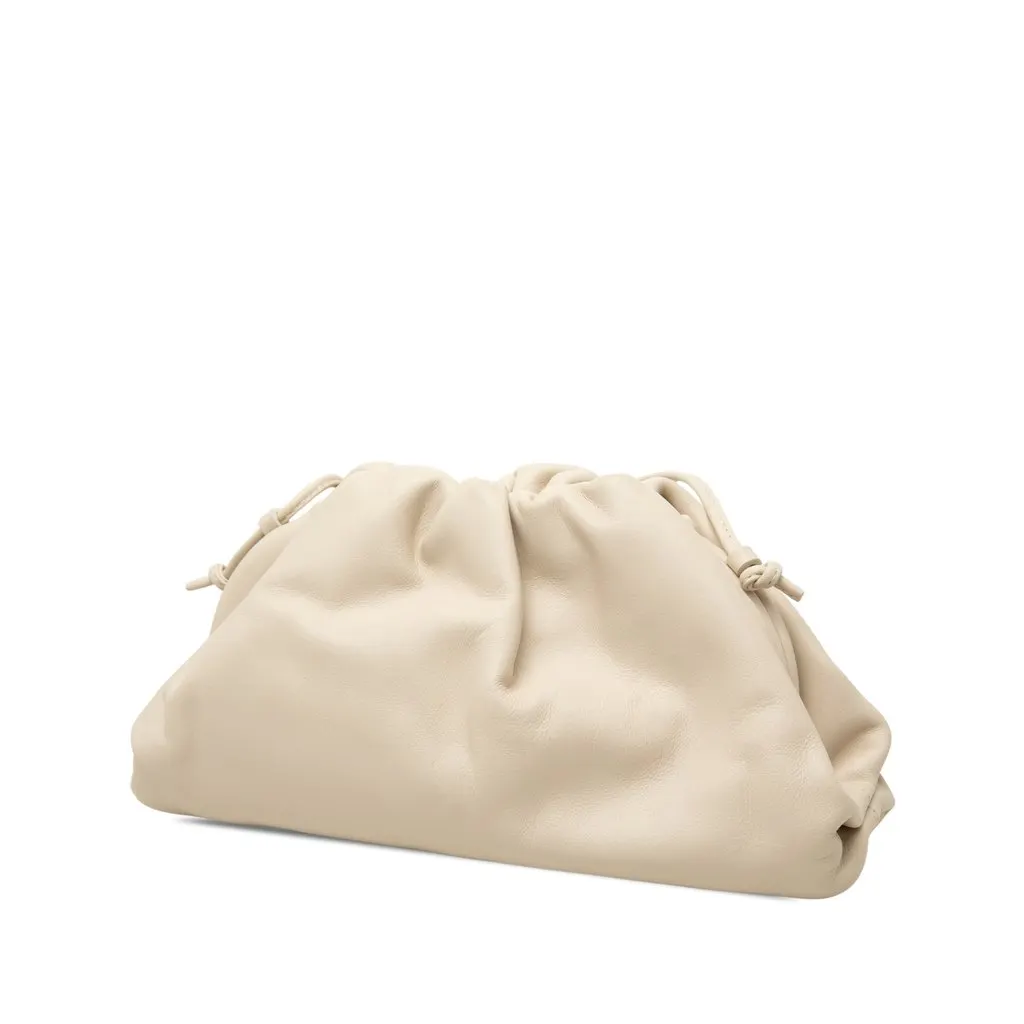 Bottega Veneta Lambskin The Mini Pouch Crossbody White Leather Good - Back View