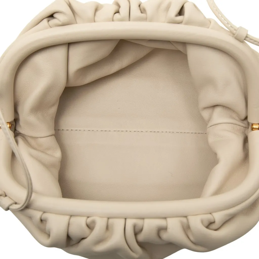 Bottega Veneta Lambskin The Mini Pouch Crossbody White Leather Good - Model View