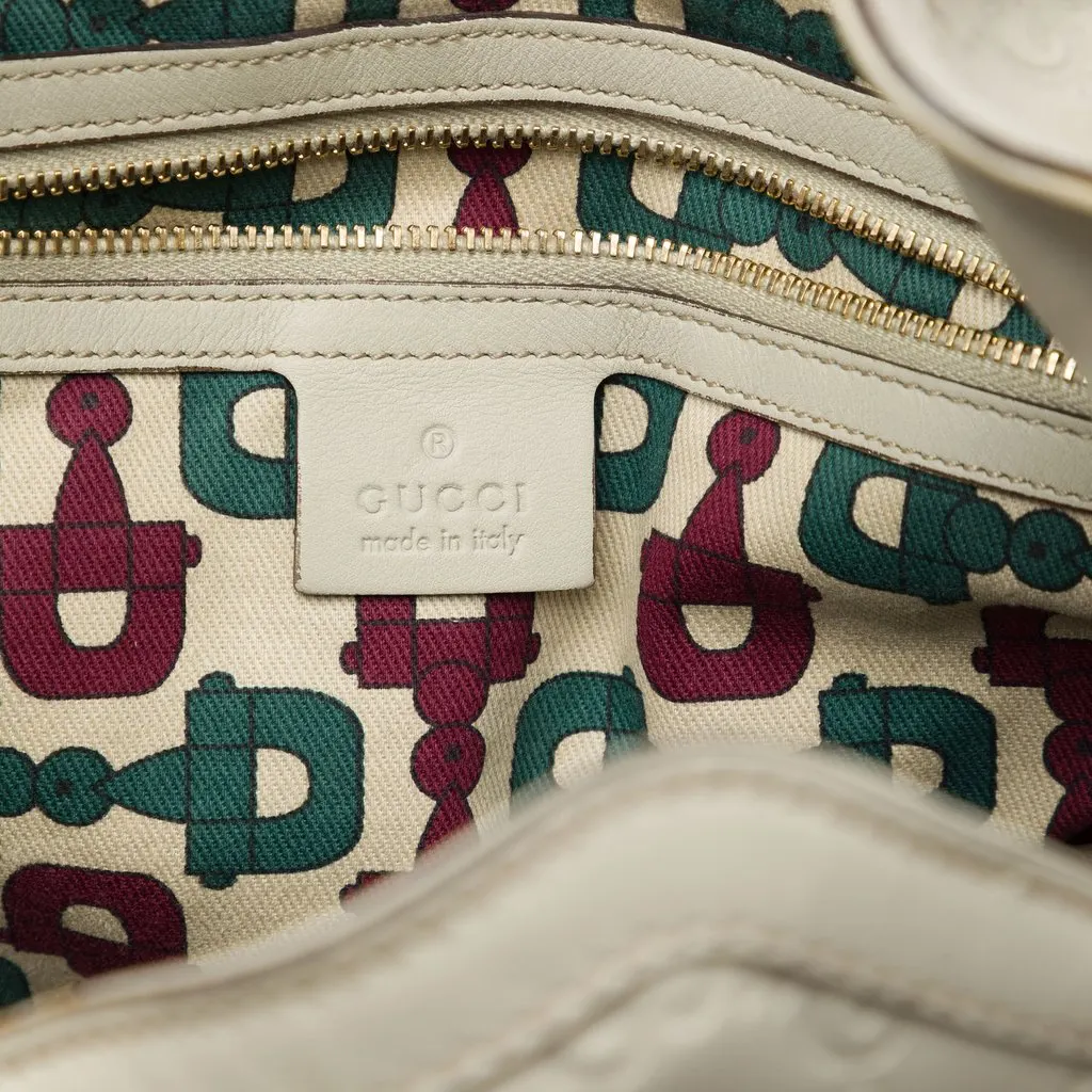 Gucci Guccissima Bamboo Peggy Satchel White Leather Very good - Box View