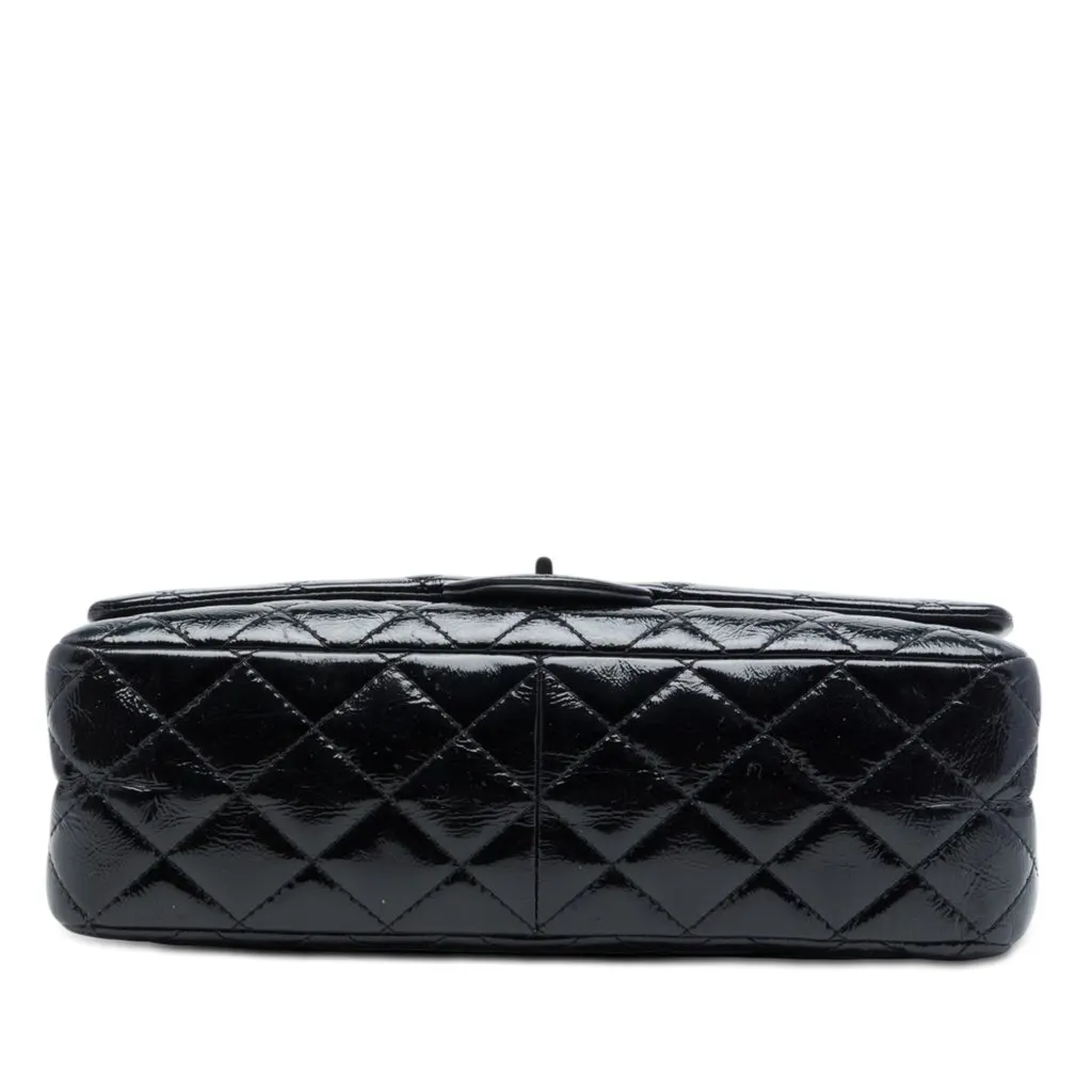 Chanel Quilted Crinkled Patent Reissue 2.55 Double Flap 227 Black Leather Very good - Inside View