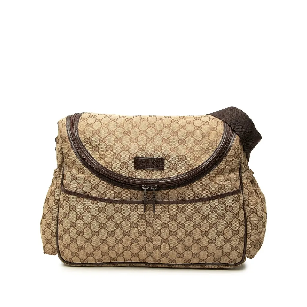 Gucci GG Canvas Diaper Bag Beige Canvas Good - Front View
