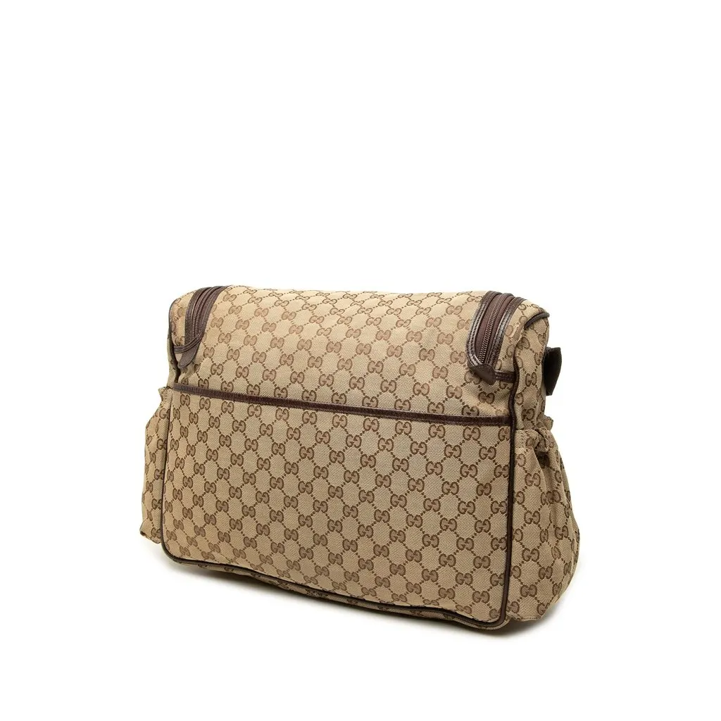 Gucci GG Canvas Diaper Bag Beige Canvas Good - Back View