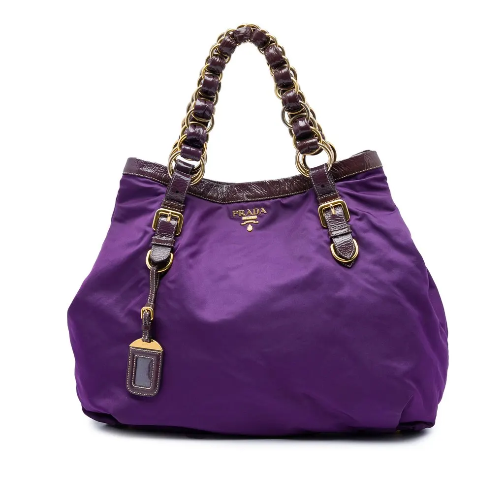 Prada Tessuto Handbag Purple Polyamide Good - Front View