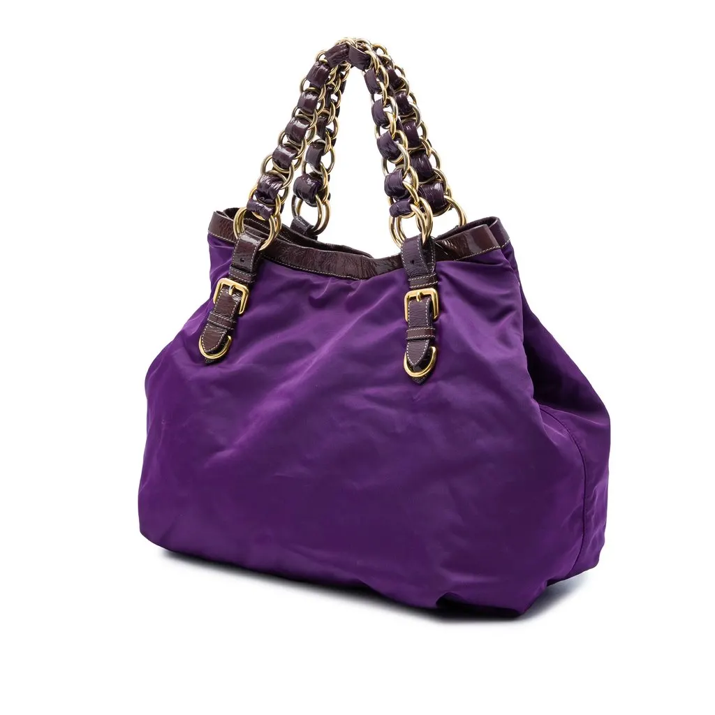 Prada Tessuto Handbag Purple Polyamide Good - Back View