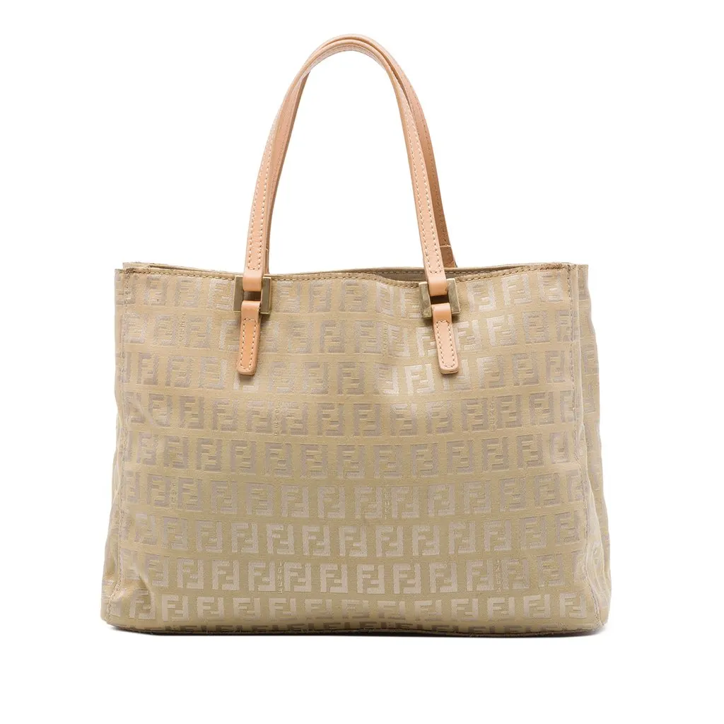 Fendi Zucchino Canvas Shopping Tote Beige Very good - Front View