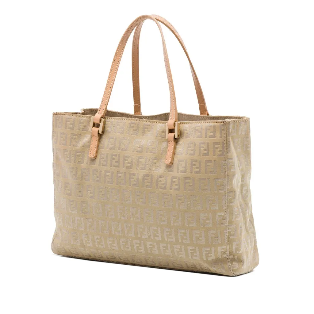 Fendi Zucchino Canvas Shopping Tote Beige Very good - Back View