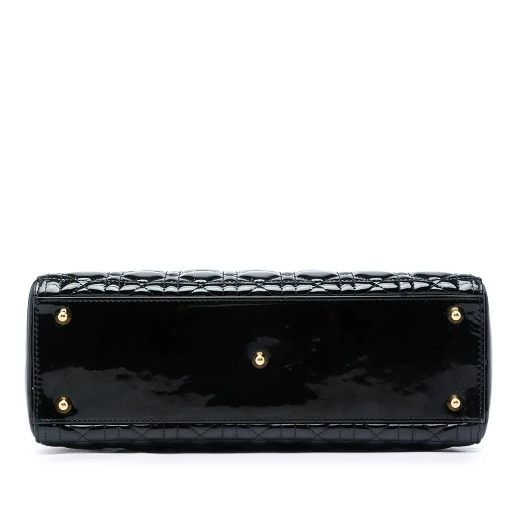 Dior Large Patent Cannage Lady Dior Black Leather Good - Inside View