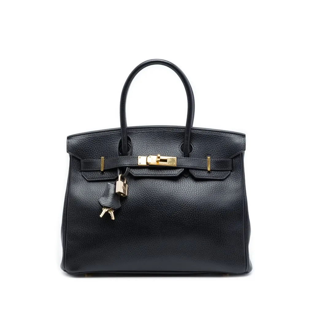 Hermès Clemence Birkin Retourne 30 Black Leather Very good - Front View