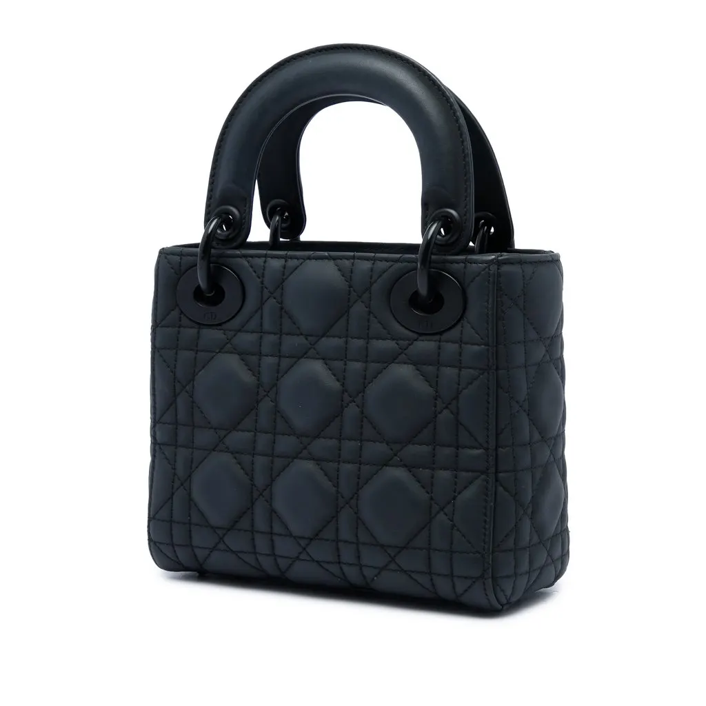 Dior Mini Ultra Matte Calfskin Cannage Lady Dior Black Leather Very good - Back View