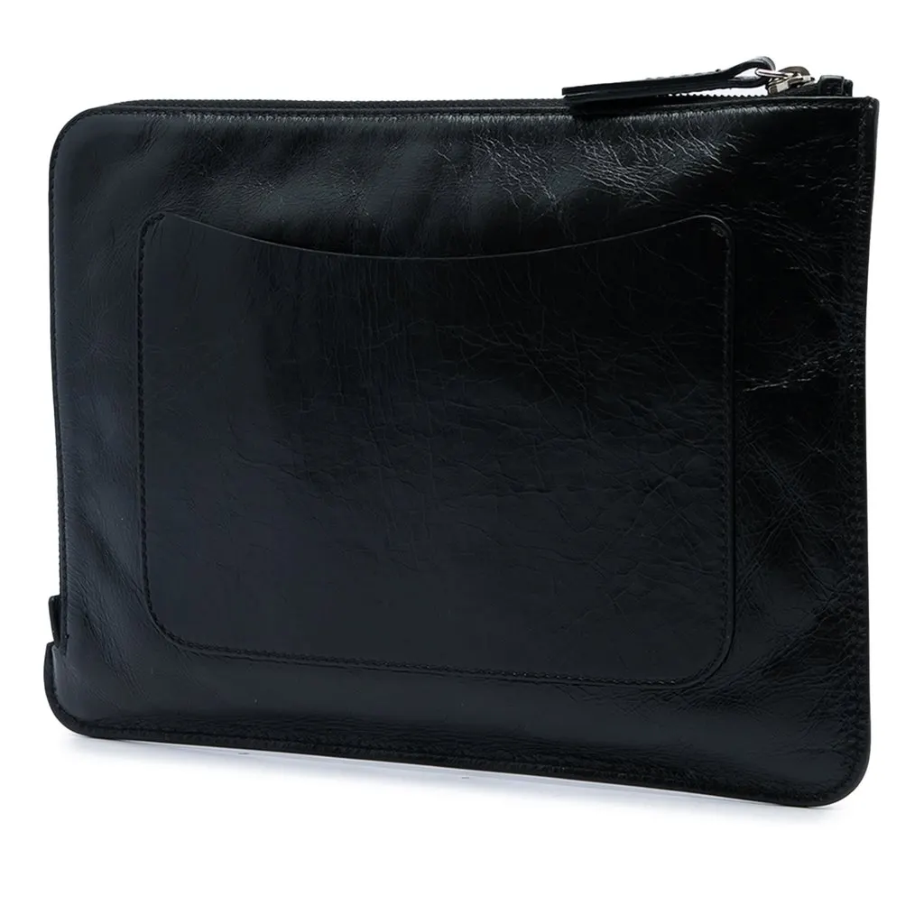 Chanel Distressed Calfskin Je Ne Suis Pas En Solde Clutch Black Leather Very good - Back View