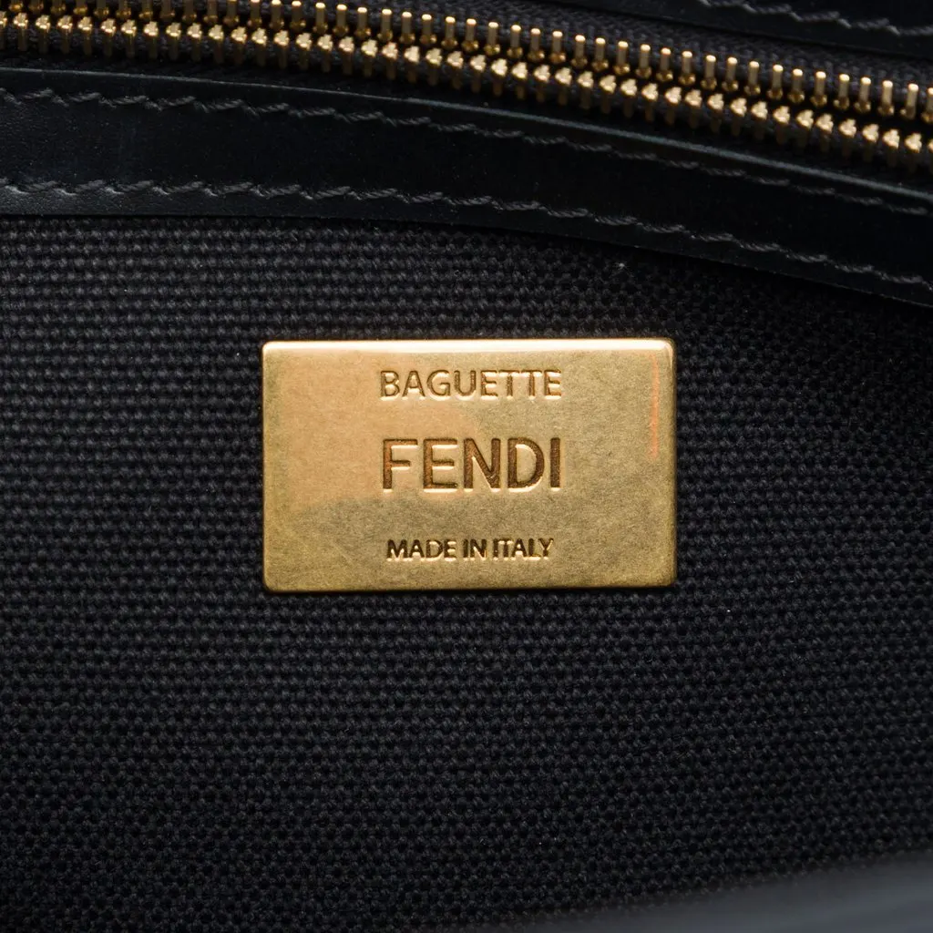 Fendi Zucca Embroidered Canvas Baguette Satchel Black Very good - Box View
