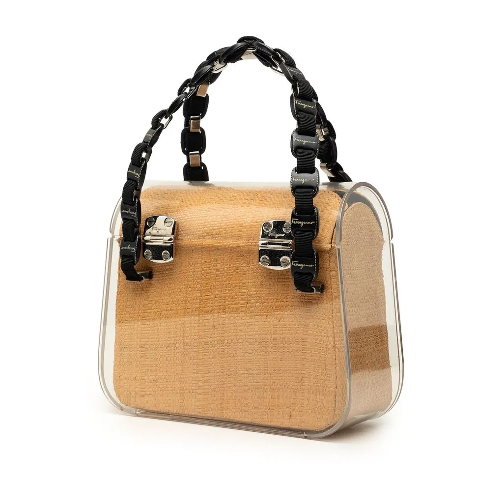 Ferragamo Acrylic Handbag White Plastic Very good - Back View