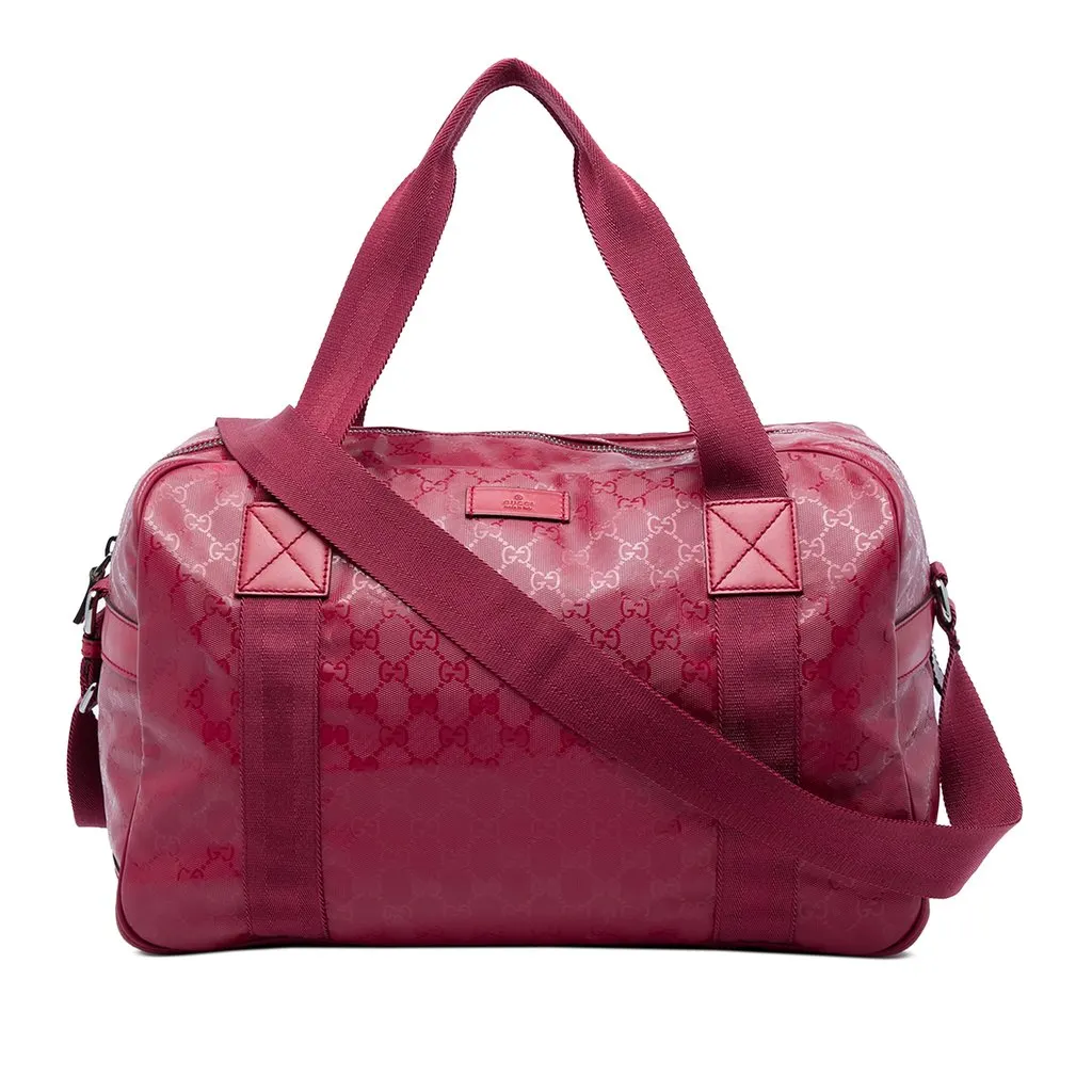 Gucci Large GG Imprime Duffle Bag Red Canvas Good - Front View